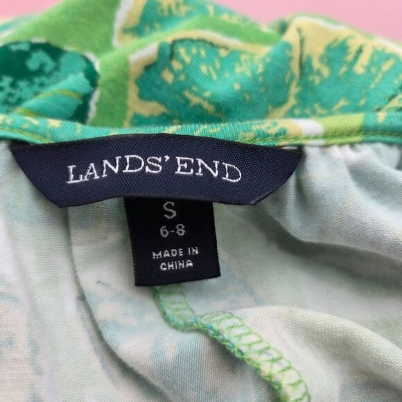 Land's End Green Floral Pullover Knit tank Dress with Lime Citrus Pattern Size S - Picture 10 of 10